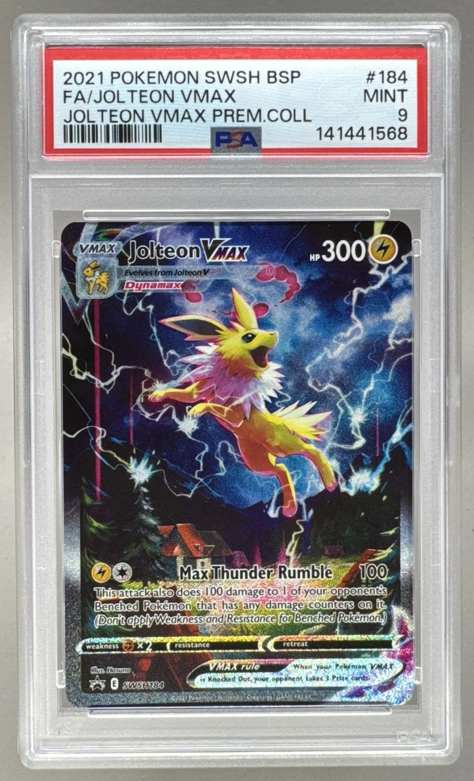 1568 Jolteon VMAX 2021 Pokemon Sword & Shield Premium Promo #SWSH184 PSA 9