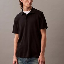CALVIN KLEIN Classic Fit Black Cotton Shirt Sleeve Polo Shirt Men  s Sz M - NWT