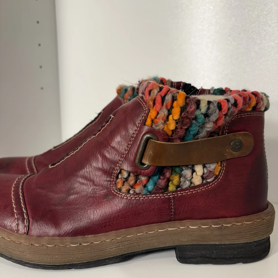 Rieker Félicitas Women's Sherpa Lined Leather Ankle Boots Ruby Red Size 8.5 (40) - Image 4 of 4