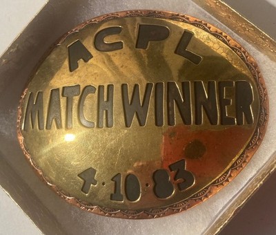 Vintage 1983 Metal Belt Buckle, ACPL Match Winner, Copper and Brass, Rodeo