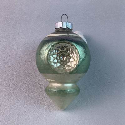 Vintage Shiny Brite Double Indented Sphere Point Mercury Glass Ornament*3.5 H*