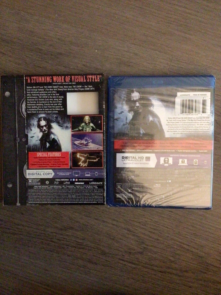 The Crow w/ Rare VHS Retro Slipcover (Blu-Ray, 1994) NEW!! Brandon Lee - Image 3 of 3
