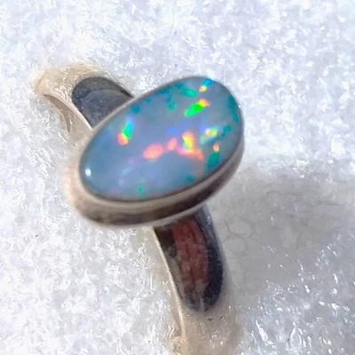 ECHTER Opal Ring Gr19,5 925 Sterling SILBER UNIKAT HANDARBEIT AUSTRALIEN 11x8mm - Bild 1 von 4