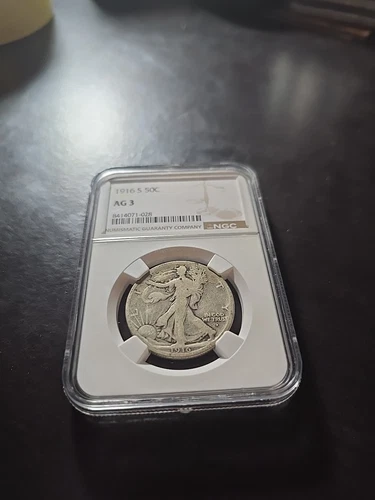 1916 S Walking Liberty Half Dollar - NGC AG 3 Straight Grade Key Date
