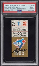 1985 GEORGE BELL KARATE KICKS BRUCE KISON TICKET STUB 6/23/85 BLUE JAYS PSA 2