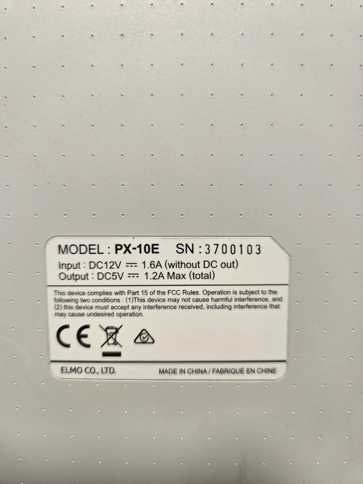 Presentador visual para cámara de documentos ELMO PX-10E con adaptador de corriente Foto 4 de 4