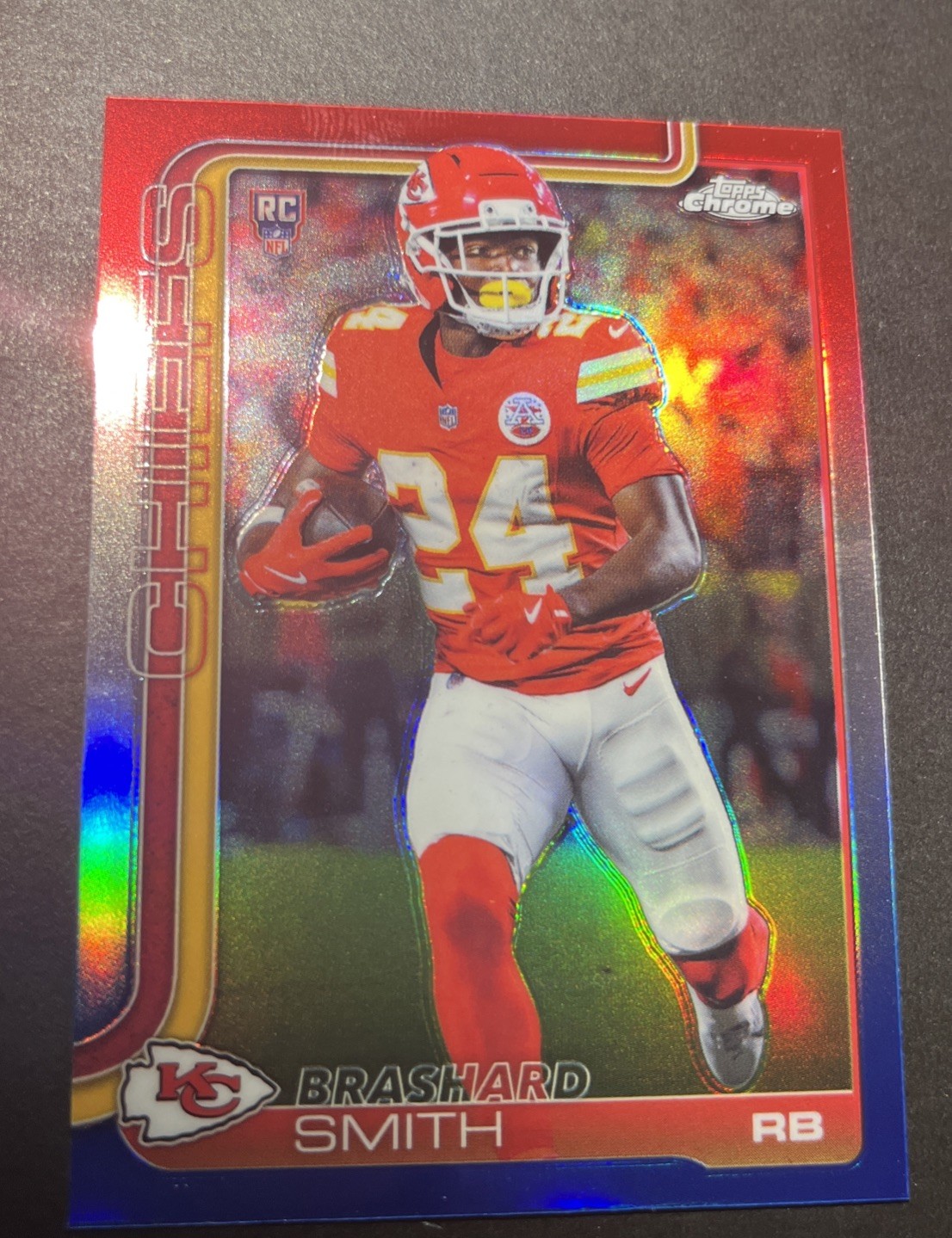 2025 Topps Chrome Football #311 Brashard Smith Red, White & Blue Refractor