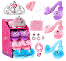 Princess Dress Up Set for Girls   3 Shoes Tiara Jewelry Role Play 3-6 Yrs