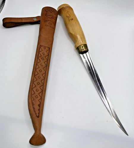Rapala J Marttiini Finland Fillet Knife Leather Sheath 6.25” Hand Ground
