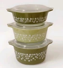 VTG Pyrex Spring Blossom Crazy Daisy Casserole Dishes W/ Lids #471, #472, #473