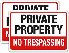2-Pack No Trespassing Signs Private Property Metal Sign 10 X 7 in Aluminum 