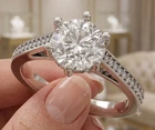 2.5 Ct White Round Vvs1 Real Moissanite Halo Wedding Ring Sterling Silver Size 7