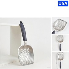 Durable Stainless Steel Litter Scoop with Navy Handle - Easy to Clean Design