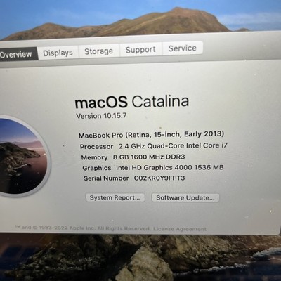 Apple MacBook Pro 15-inch A1398 Silver Laptop Computer- GREAT WORKING COMPUTER