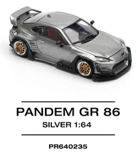 Pop Race Toyota Pandem GR 86 - Silver 1:64 Scale Diecast Car PR640235