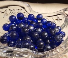 LOT: 142 Cobalt Blue Glass Marbles - 9/16" Diameter - Beautiful Color 