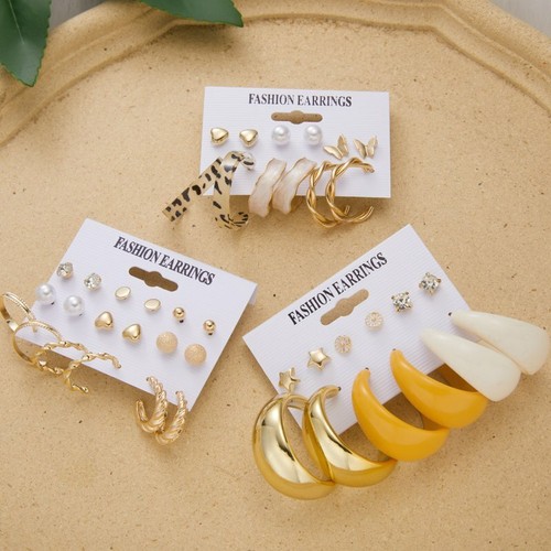 Boho Resin Acrylic Geometric Hoop Earrings Set Women Charm Party Jewelry Gift - Picture 5 of 24