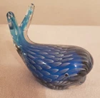 Whale Murano Glass Hand Blown Figurine Blue Clear And Sliver
