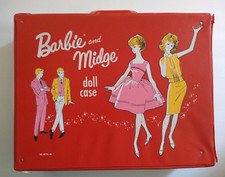 VINTAGE Barbie and Midge 1963 Red Doll Case with Dolls  Accessories