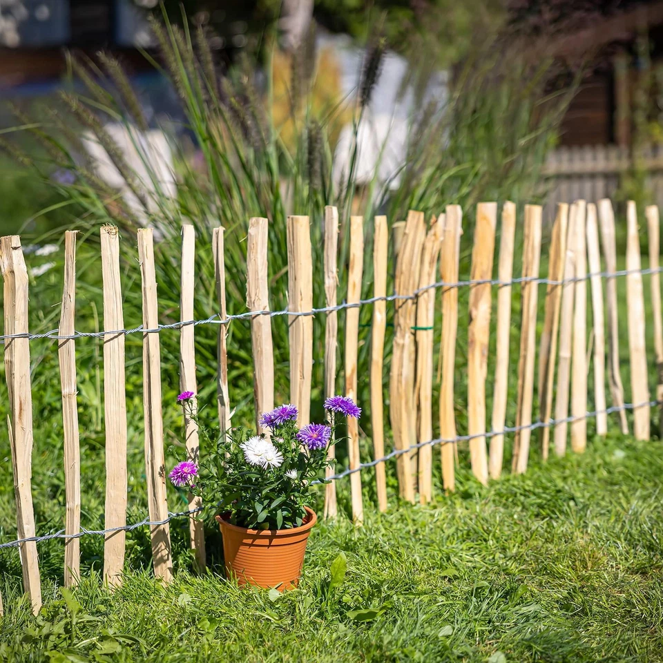 Staketenzaun Kastanien Zaun Holz Haselnuss Latten Garten Zaun Roll Zäune Tor Tür - Bild 4 von 4