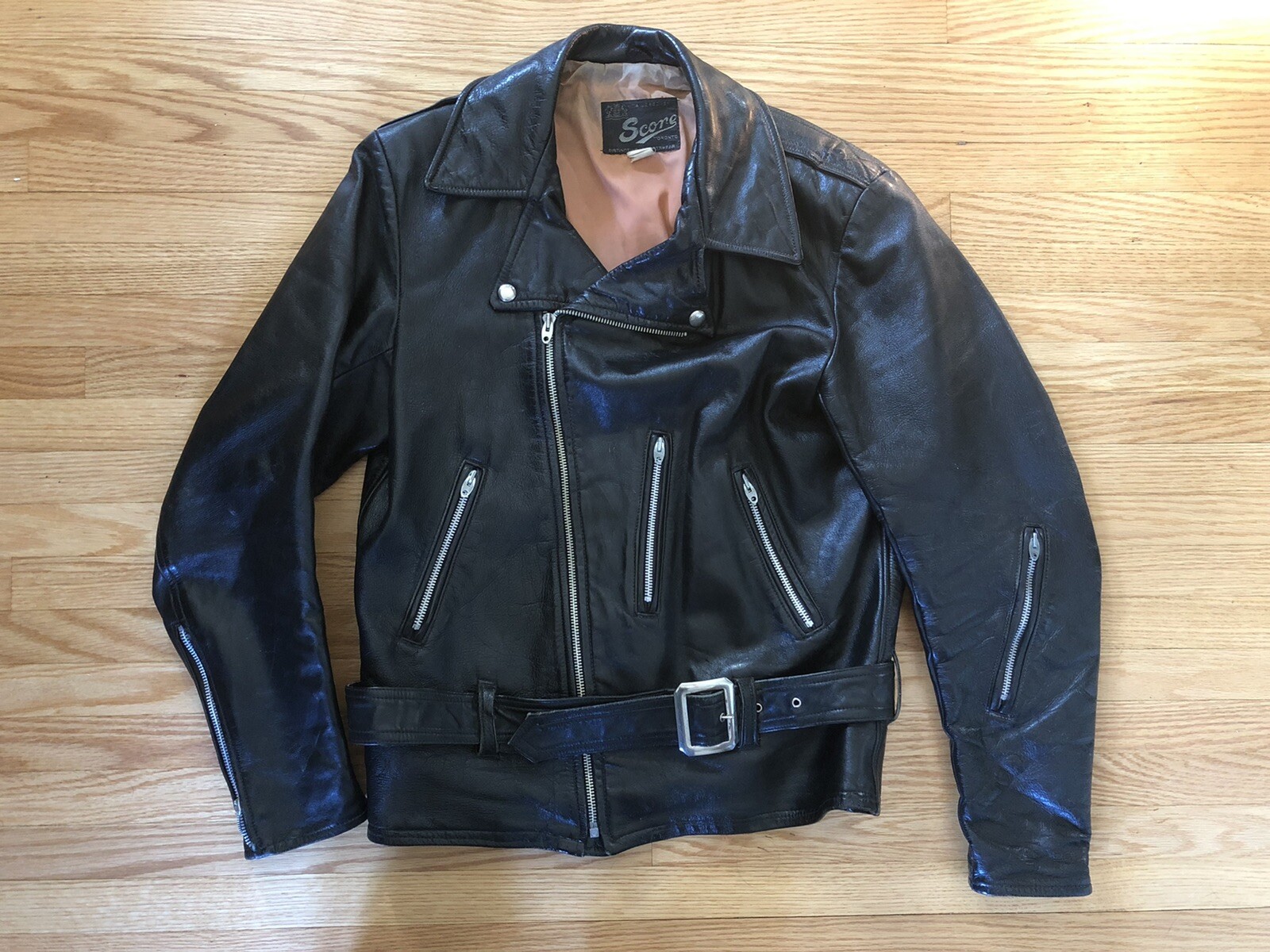 Vtg 60s or 70s Black Leather Biker 