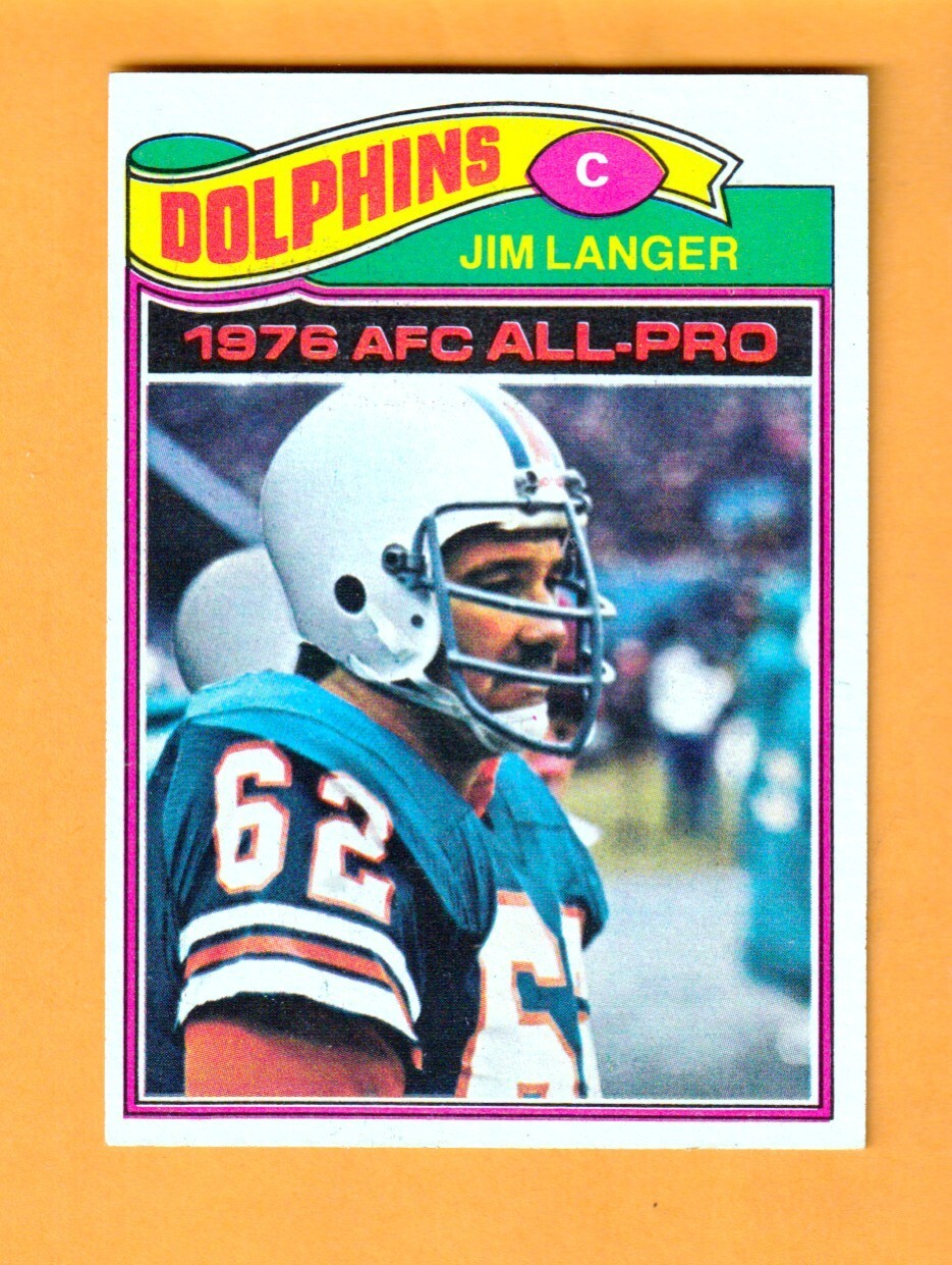 Jim Langer Miami Dolphins 1977 Topps #390 HOF South Dakota State Gum Stained