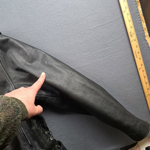 Vintage UNIK Black Leather Jacket Biker Motorcycle Youth Size 12 Black - Picture 7 of 20