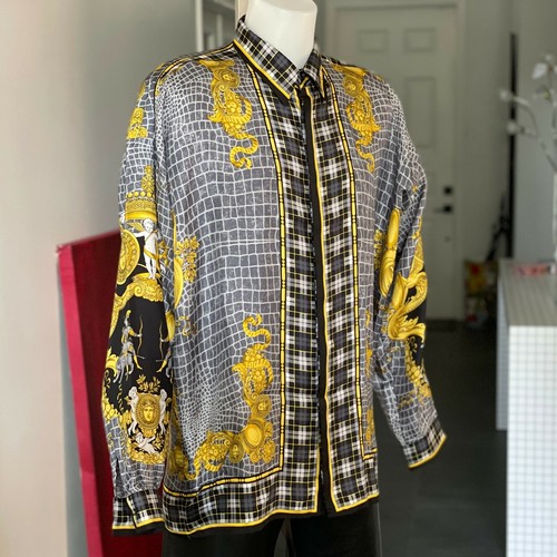 GIANNI VERSACE silk shirt Unusual Encounters print size IT 52 from F/W 1992/93 - 第 7/12 張圖片