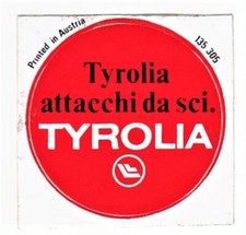 Adesivo TYROLIA ATTACCHI DA SCI - sticker PUBBLICITA' vintage 5 cm