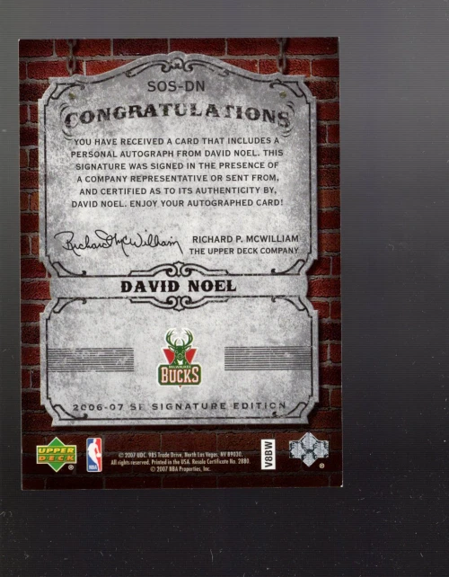 B4023- 2006-07 SP Signature Edition Signs of Success #DN David Noel Auto /25 - Image 2 of 2