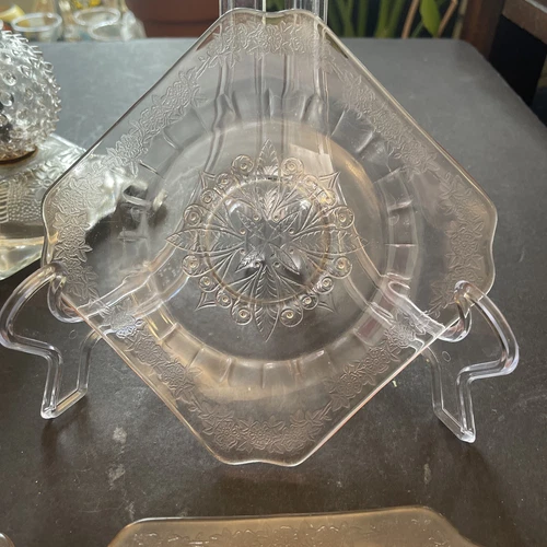 4 Vintage Pink Depression Glass Adam JEANNETTE Pattern Saucers 6”