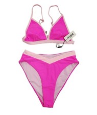 Two-Piece Pink Light Pink Bikini Swimwear Set Adjustable Triangle Top Size S