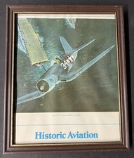 Navy F4U "Corsair" and Carrier Wooden Framed Picture