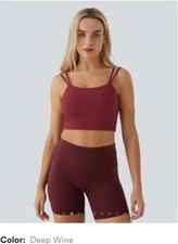 Halara Double Straps Backless Twisted Cropped Yoga Tank Top Sport Bra Small Wine