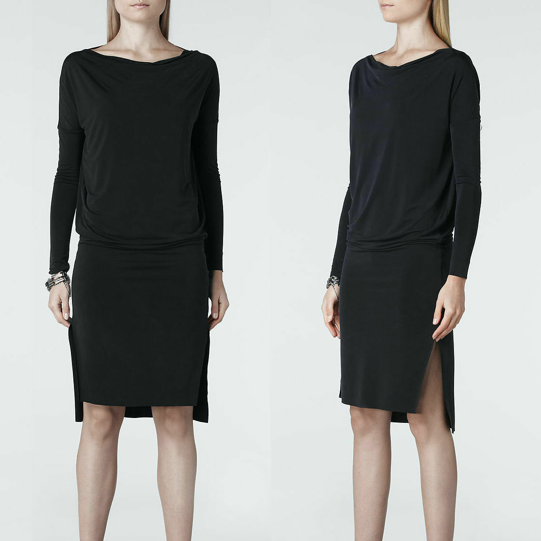 AllSaints Rubie Cupro Jersey Dress in Black Size US 0 / UK 4 / XS