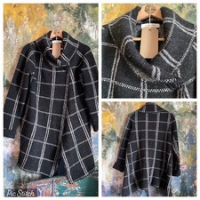 Womens Coat Black Wool Check Jacket Size L Ellen Tracey Worn On Film Inc Uk Pp