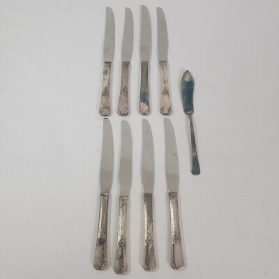 Lot of 8 Wm A Rogers Sectional Oneida Rio LTD. Silverplated Knives Knife 9.25'' +