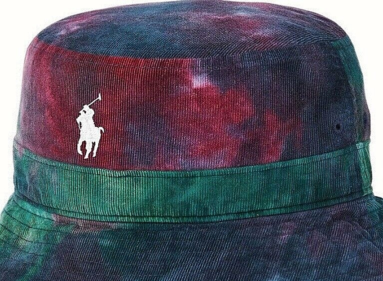 PONY Cappello Polo Ralph Lauren Loft Tie Dye Velluto a coste Secchiello Multi Cappello Berretto S M L XL