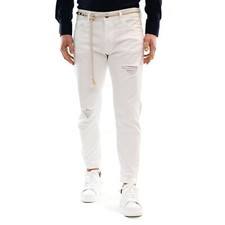 Jeans Uomo Strappati Slim Skinny Estivi Elasticizzati Bianco Strappi Pantaloni 