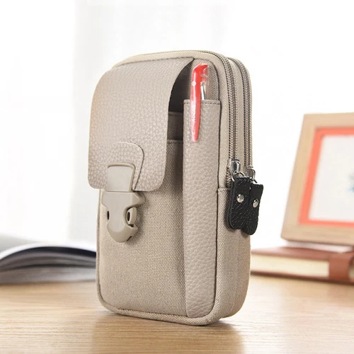 Canvas Men Waist Belt Bags Business Sports Casual Male Zip Mobile Phone Pouch - Picture 39 of 39