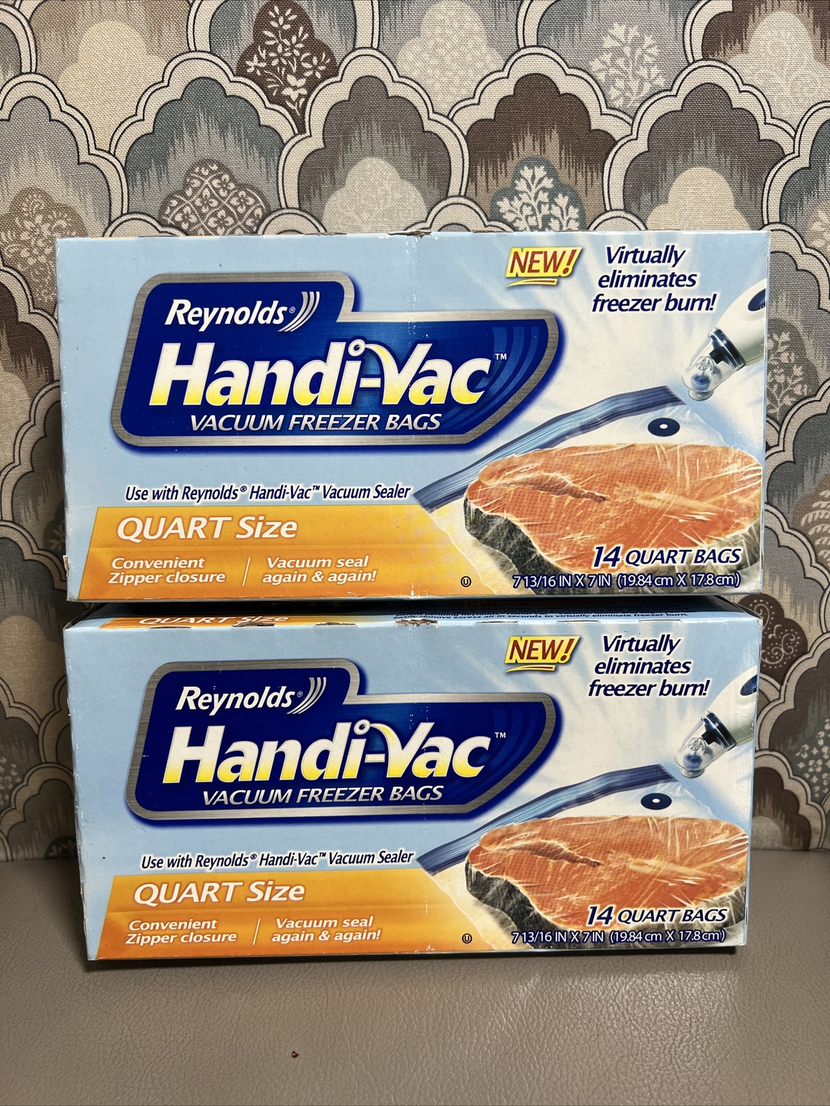 Reynolds HandiVac Vacuum Sealer Freezer Bags 14 Quart Sized Sealed (x2
