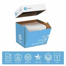 HP Printer Paper Office 20lb, 8.5x11, Quickpack Case, 2500 Sheets, No Ream Wrap
