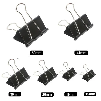 Bulldog Foldback Clips Metal Paper Binder Grip - 15mm 19mm 25mm 30mm 41mm 50mm