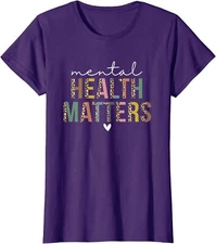 Leopard Mental Health Matters Human Brain Illness Ladies' Crewneck T-Shirt