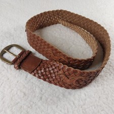 Hollister Unisex Adult Woven 100 Genuine Leather Belt Sz XS/ S Braided Brown