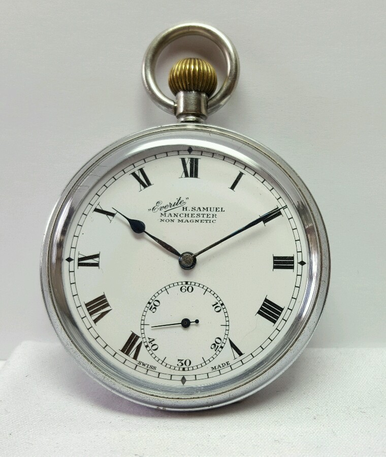 H. SAMUEL MANCHESTER EVERITE NON NICKEL POCKET WATCH MINT