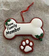 Kurt Adler Dog Bone  New Family Member  Ornament For Personalization New Resin