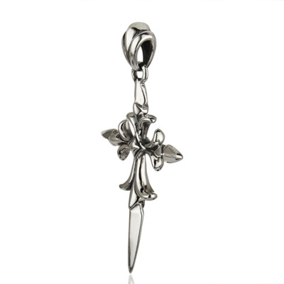 Cross Sword Designer 925 Silver La Fleur De Lis Pendant Handmade
