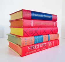 Lot of 5, Vintage Hardcover Red Books, Decor Staging Photo Prop Set, 1940s-1960s