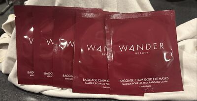 WANDER BEAUTY BAGGAGE CLAIM GOLD EYE MASKS 5 SEALED PAIRS NWB (read desc)
